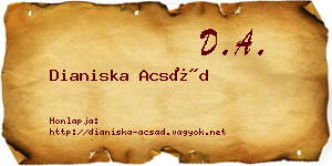 Dianiska Acsád névjegykártya